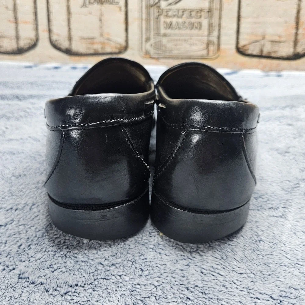 Vintage Sebago Loafers Mens 10 Black Leather Tassel Made in USA Slip On Shoes